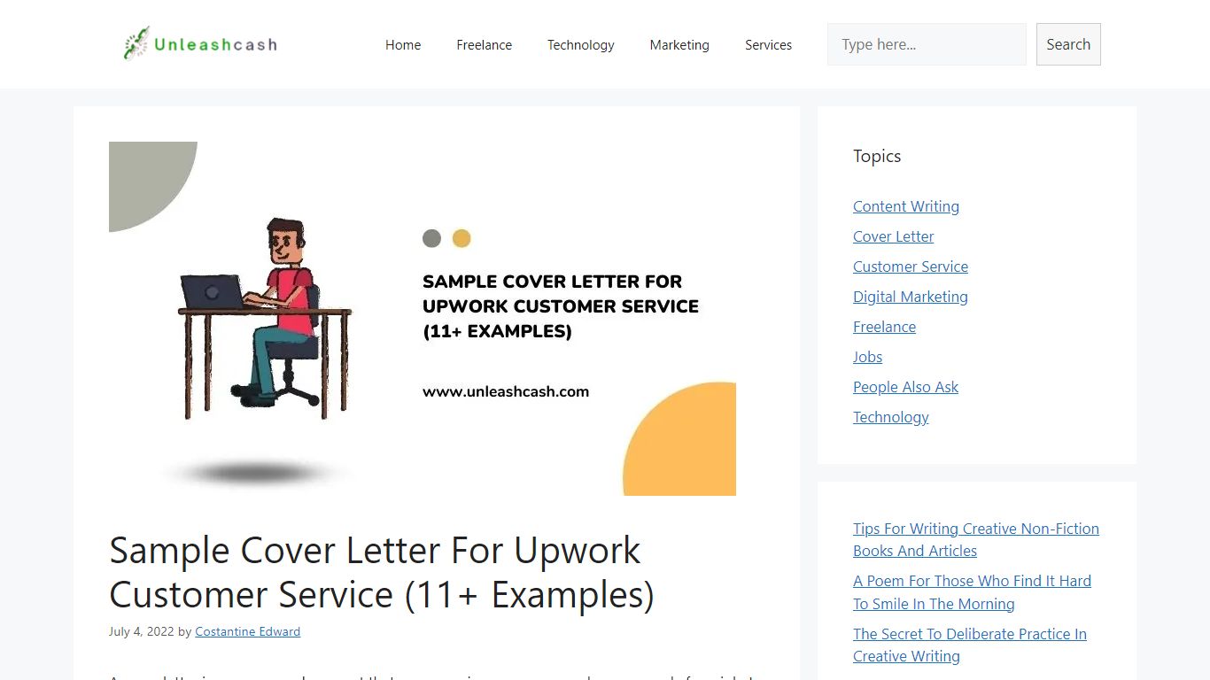 Sample Cover Letter For Upwork Customer Service (11+ Examples)